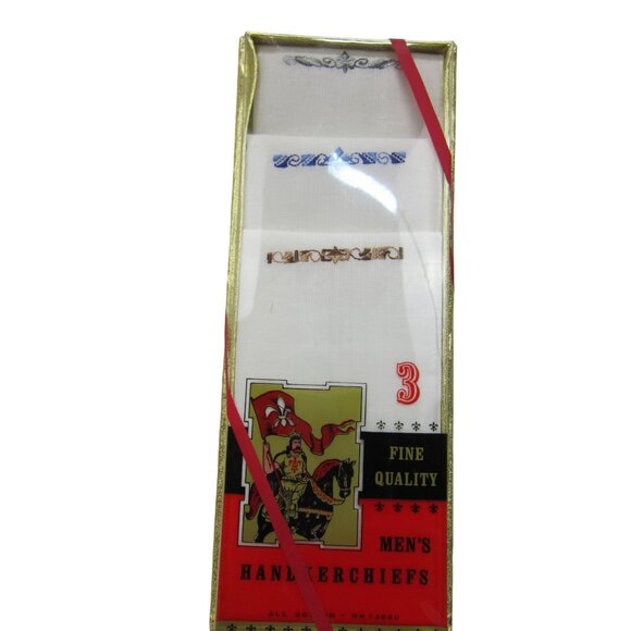 Vintage Fine Quality Men's Handkerchiefs (3) White 100% Cotton new in original p - Picture 1 of 5